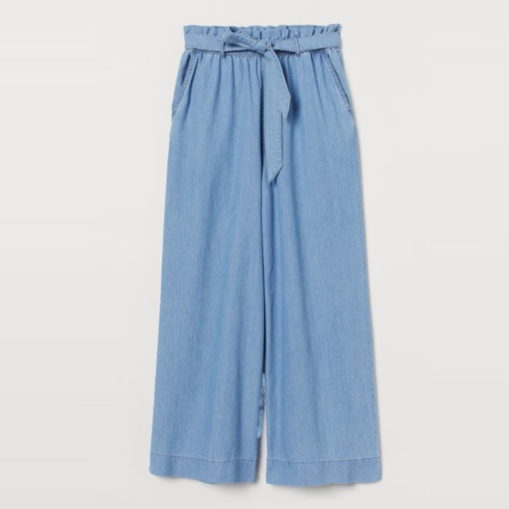 & Denim light wash GIRLFRIEND wide leg pants 12